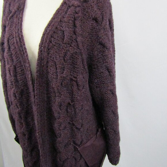 H&M Purple Alpaca Wool Blend Chunky Knit Button Cardigan M - Picture 11 of 12